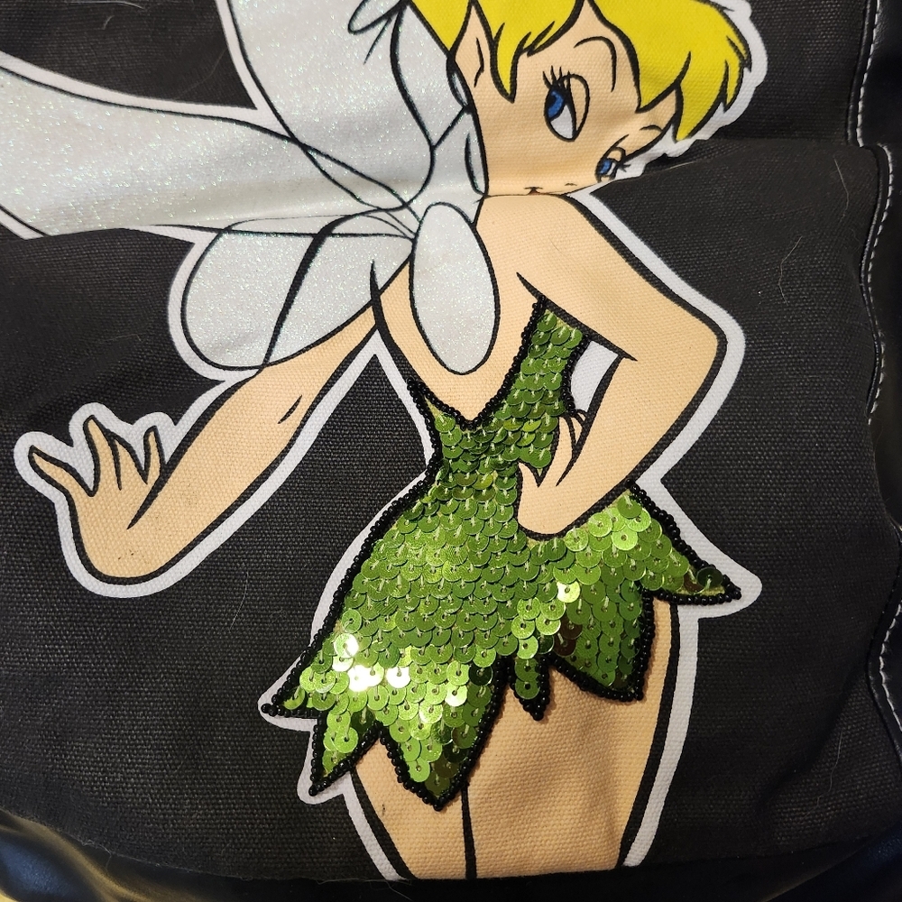 Disney Black and Green Tinker Bell Tote Faux Leather Bag - Picture 8 of 13